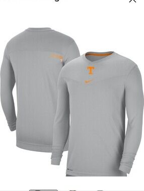 Nike Gray Long Sleeve Athletic Shirt with Orange Logos